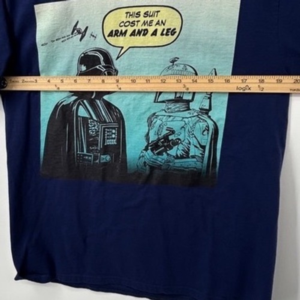 Star Wars Darth Vader Boba Fett Humor Graphic T-Shirt Navy Blue Mens Large - Picture 5 of 6